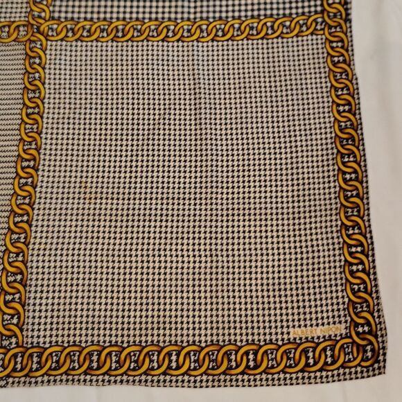 Albert Nipon Black & Gold Vintage Checkered Scarf Houndstooth Gingham - Picture 6 of 14